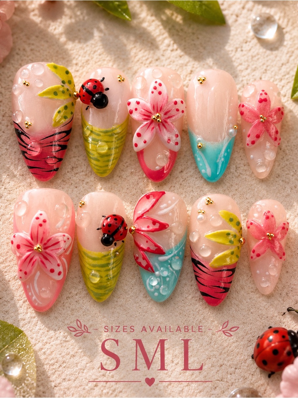 🌸 Spring Garden Press-On Nails 🌸